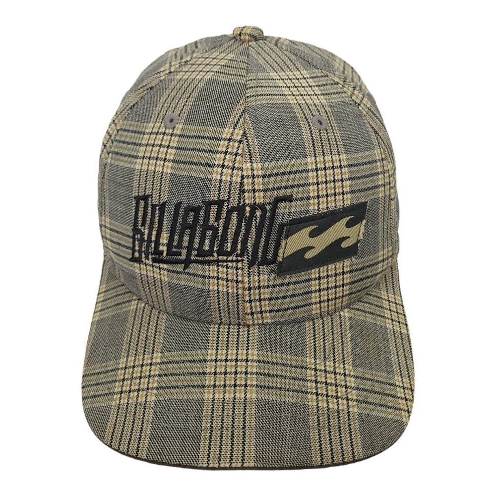 Billabong Black Brown Plaid Check Flex Fit Cap Adult Beach Swim Baseball Hat